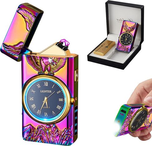 Electric Lighter USB Rechargeable Lighter, Windproof Plasma Dual Arc Lighters, Personalized Lighters, Flameless Cool Lighteres with LED Battery Indication for Candles, Outdoor Camping (Golden) in Kuwait