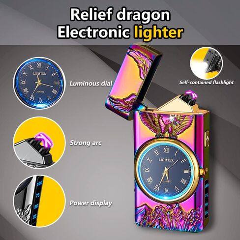 Electric Lighter USB Rechargeable Lighter, Windproof Plasma Dual Arc Lighters, Personalized Lighters, Flameless Cool Lighteres with LED Battery Indication for Candles, Outdoor Camping (Golden) in Kuwait