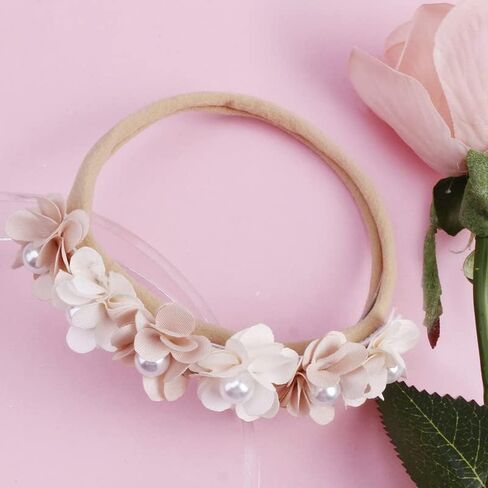 Baby Girls-Flower-Headband-Elastic-Hairbands for Newborn Toddler Pack of 3 in Saudi Arabia