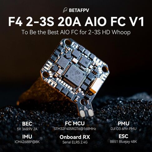 وحدة تحكم الطيران BETAFPV Serial ELRS F4 2-3S 20A AIO V1 Brsushless مع O3 6Pin PMU، BB51 Bluejay 48K ESC، شريحة STM32F405، 9V@2A BEC لطائرة كوادكوبتر رقمية عالية الدقة 2-3S مثل Pavo Pico Pavo20 in Saudi Arabia