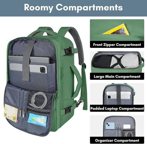 Taygeer حقيبة سفر للنساء، حقيبة يد مزودة بمنافذ شحن USB وحقيبة للأحذية، حقيبة للكمبيوتر المحمول TSA مقاس 15.6 بوصة للأعمال التجارية الأسبوعية، باللون الأخضر الزيتوني in Kuwait