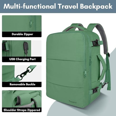 Taygeer حقيبة سفر للنساء، حقيبة يد مزودة بمنافذ شحن USB وحقيبة للأحذية، حقيبة للكمبيوتر المحمول TSA مقاس 15.6 بوصة للأعمال التجارية الأسبوعية، باللون الأخضر الزيتوني in Kuwait