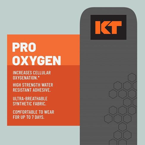 شريط KT Tape Pro Oxygen، شريط رياضي اصطناعي لعلم الحركة مع تقنية Celliant، عدد 20، شرائط مقطوعة مسبقًا مقاس 10 بوصات، تيتانيوم in Kuwait