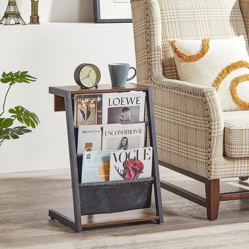 JOIN IRON Storage Bookshelf Detachable Brochure Display Stand Newspaper Stand with USB Ports and Outlet Floor-Standing Magazine Rack with 4 Pockets Easy to Move Easy to Assemble for Living Room in Kuwait