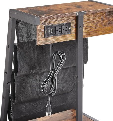 JOIN IRON Storage Bookshelf Detachable Brochure Display Stand Newspaper Stand with USB Ports and Outlet Floor-Standing Magazine Rack with 4 Pockets Easy to Move Easy to Assemble for Living Room in Kuwait