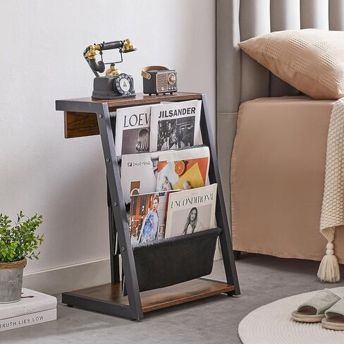 JOIN IRON Storage Bookshelf Detachable Brochure Display Stand Newspaper Stand with USB Ports and Outlet Floor-Standing Magazine Rack with 4 Pockets Easy to Move Easy to Assemble for Living Room in Kuwait