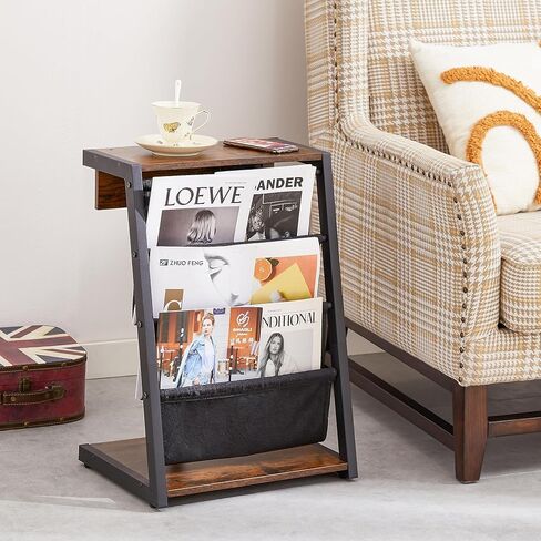 JOIN IRON Storage Bookshelf Detachable Brochure Display Stand Newspaper Stand with USB Ports and Outlet Floor-Standing Magazine Rack with 4 Pockets Easy to Move Easy to Assemble for Living Room in Kuwait