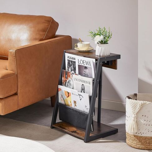 JOIN IRON Storage Bookshelf Detachable Brochure Display Stand Newspaper Stand with USB Ports and Outlet Floor-Standing Magazine Rack with 4 Pockets Easy to Move Easy to Assemble for Living Room in Kuwait