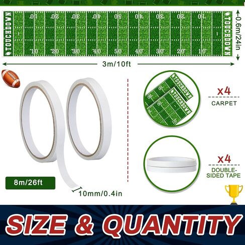 Football Party Supplies 10 ft Football Party Field Aisle Runners Football Tablecloth Touchdown Floor Runners for Game Day Party Football Field Sign Supplies, 24 x 120 Inch (Dallas Style,4 Pieces) in Saudi Arabia