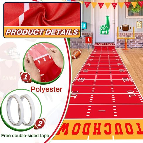Football Party Supplies 10 ft Football Party Field Aisle Runners Football Tablecloth Touchdown Floor Runners for Game Day Party Football Field Sign Supplies, 24 x 120 Inch (Dallas Style,4 Pieces) in Saudi Arabia