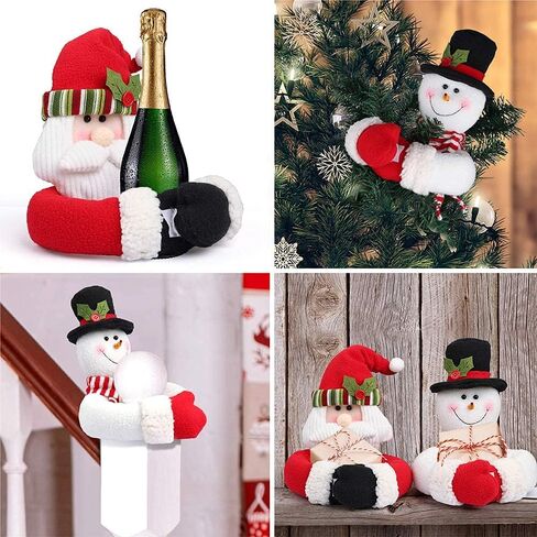 2 PCS Christmas Curtain Buckles Santa Claus Snowman Curtain Tiebacks Cartoon Curtain Holdback Fastener Xmas Curtain Hook Clamp Wine Bottle Topper Doll for Hotel Restaurant Home Window Xmas Ornaments in Saudi Arabia