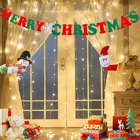 2 PCS Christmas Curtain Buckles Santa Claus Snowman Curtain Tiebacks Cartoon Curtain Holdback Fastener Xmas Curtain Hook Clamp Wine Bottle Topper Doll for Hotel Restaurant Home Window Xmas Ornaments in Saudi Arabia