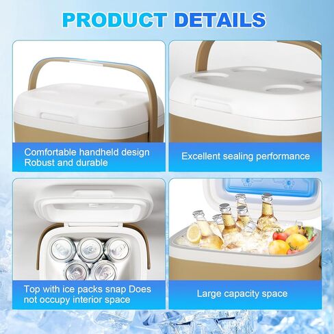 مبرد محمول معزول من بي فيرست، سعة 16/27 كيو تي، صندوق ثلج خفيف الوزن، مبرد ثلج لمدة 3 أيام، مبرد صلب للشواء والشاطئ والتخييم والنزهة in Kuwait