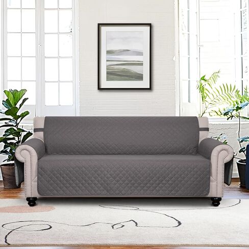 HOMERILLA 100% Waterproof Couch Covers for Pets and Washable Anti Slip Sofa Covers for 3 Cushion Couch with Pockets Couch Cover for Dogs Kids Protector Sofa(68" Sofa, Chocolate/Beige) in Kuwait