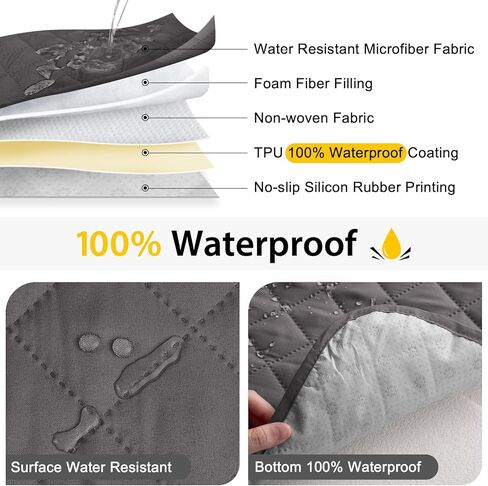 HOMERILLA 100% Waterproof Couch Covers for Pets and Washable Anti Slip Sofa Covers for 3 Cushion Couch with Pockets Couch Cover for Dogs Kids Protector Sofa(68" Sofa, Chocolate/Beige) in Kuwait