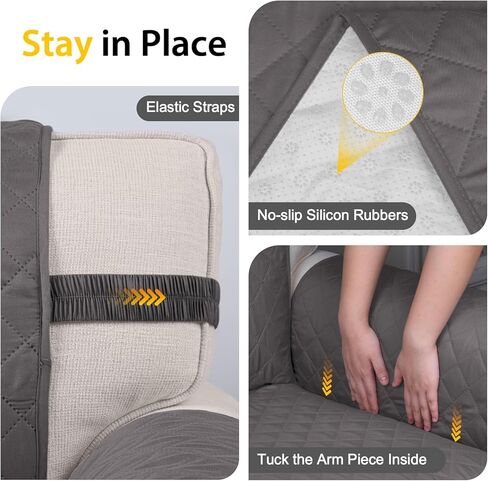 HOMERILLA 100% Waterproof Couch Covers for Pets and Washable Anti Slip Sofa Covers for 3 Cushion Couch with Pockets Couch Cover for Dogs Kids Protector Sofa(68" Sofa, Chocolate/Beige) in Kuwait