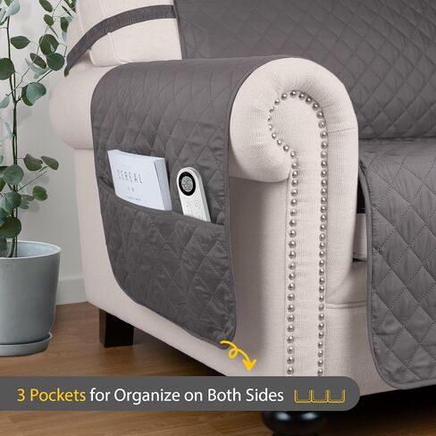 HOMERILLA 100% Waterproof Couch Covers for Pets and Washable Anti Slip Sofa Covers for 3 Cushion Couch with Pockets Couch Cover for Dogs Kids Protector Sofa(68" Sofa, Chocolate/Beige) in Kuwait