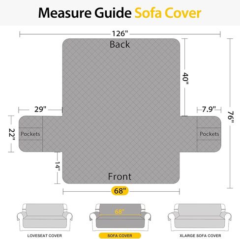 HOMERILLA 100% Waterproof Couch Covers for Pets and Washable Anti Slip Sofa Covers for 3 Cushion Couch with Pockets Couch Cover for Dogs Kids Protector Sofa(68" Sofa, Chocolate/Beige) in Kuwait