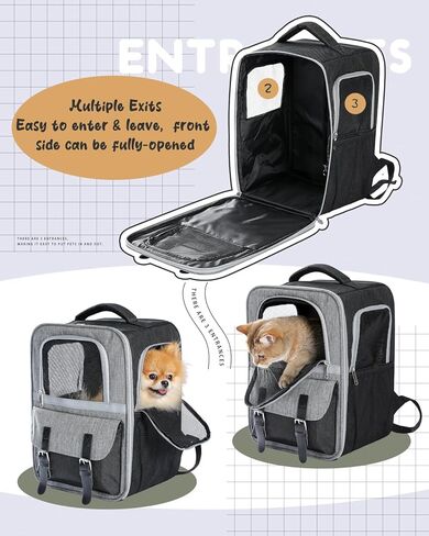 PETEPELA Premium Dog Carrier Backpack-Versatile Cat Carrier and Dog Backpack with Dual Mesh Window Entrance, Built-in Hook for Collar Connection, Side Pockets for Storage and Adjustable Straps in Kuwait