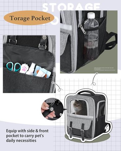 PETEPELA Premium Dog Carrier Backpack-Versatile Cat Carrier and Dog Backpack with Dual Mesh Window Entrance, Built-in Hook for Collar Connection, Side Pockets for Storage and Adjustable Straps in Kuwait