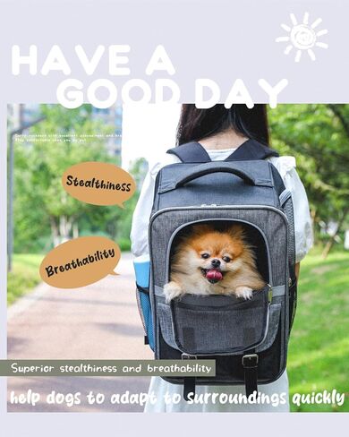 PETEPELA Premium Dog Carrier Backpack-Versatile Cat Carrier and Dog Backpack with Dual Mesh Window Entrance, Built-in Hook for Collar Connection, Side Pockets for Storage and Adjustable Straps in Kuwait