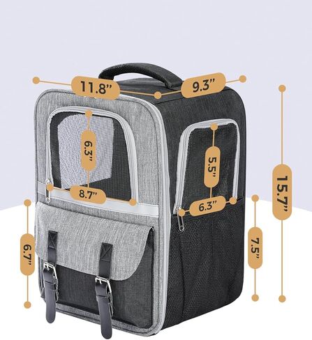PETEPELA Premium Dog Carrier Backpack-Versatile Cat Carrier and Dog Backpack with Dual Mesh Window Entrance, Built-in Hook for Collar Connection, Side Pockets for Storage and Adjustable Straps in Kuwait
