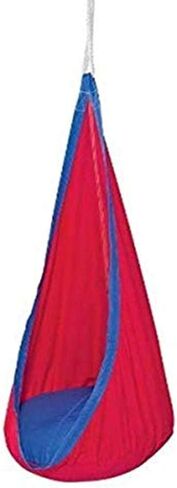 HearthSong HugglePod Original Indoor or Outdoor Kids' Canvas Hanging Chair with Cushion, 55"L x 28" Diam., Holds 175 lbs. Blue in Kuwait