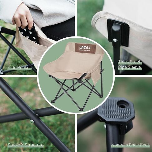 Portable Camping Chair, Outdoor Folding Chair, Oxford cloth Backpacking Chair with Aluminum Frame,264lbs Support,No Installation Required(Black,1 Pack) in Kuwait