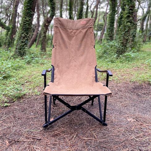 CAMPINGMOON Foldable Cotton Canvas Camping Chair Campfire High Back Low Style Relaxing Chair Black F-1002C-BK in Saudi Arabia