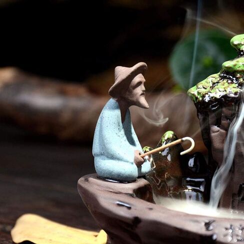 Backflow Incense Burner Waterfall Incense Holder Handmade Fisherman Incense Burner for Home Office in Saudi Arabia