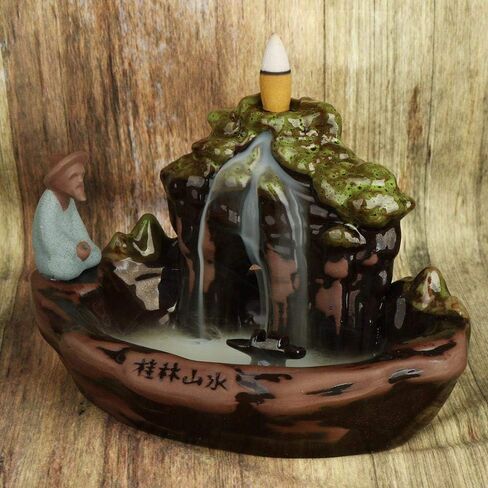 Backflow Incense Burner Waterfall Incense Holder Handmade Fisherman Incense Burner for Home Office in Saudi Arabia