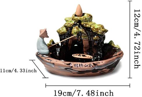 Backflow Incense Burner Waterfall Incense Holder Handmade Fisherman Incense Burner for Home Office in Saudi Arabia