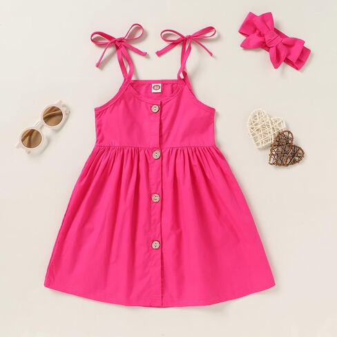 Happy Town 1-6 Years Toddler Baby Girls Summer Button Strap Dress Princess Sundress in Saudi Arabia