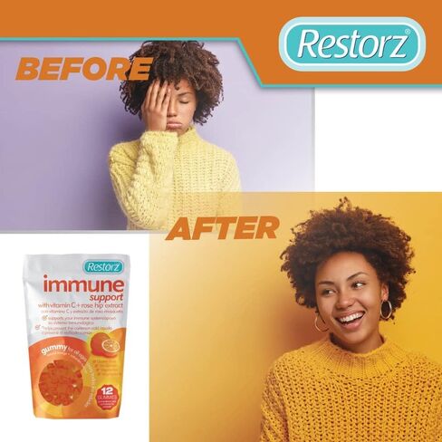 Immune Support Gummies with Vitamin C & Rose Hip Extract (144 Total Gummies, 12-Pack, 12 Per Pouch) - Wellness Chews with Antioxidants/Fresh Soft Tasty Chewables/Vegan & Gluten Free in Kuwait