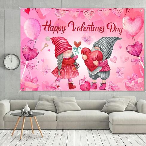 Valentines Decorations Happy Valentines Day Backdrop 5×3Ft Romantic Valentine's Day Banner Valentines Day Party Supplies Pink Love Heart Balloon Valentine's Day Decor in Kuwait