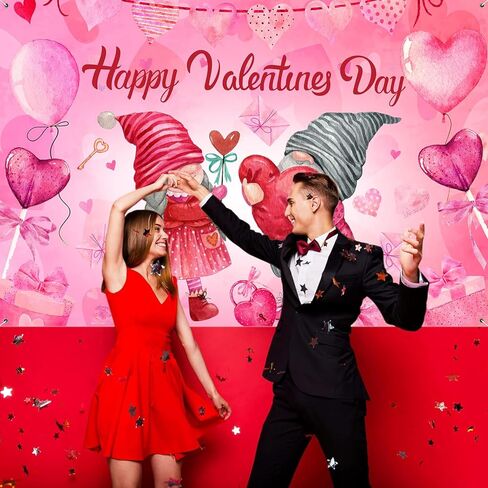 Valentines Decorations Happy Valentines Day Backdrop 5×3Ft Romantic Valentine's Day Banner Valentines Day Party Supplies Pink Love Heart Balloon Valentine's Day Decor in Kuwait