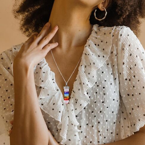 Top Plaza 7 Chakra Healing Crystal Necklace Gemstone Hexagonal Point Pendant Necklaces for Yoga Meditation Quartz Gemstone Jewelry Christmas Gifts for Women Men in Saudi Arabia