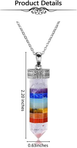 Top Plaza 7 Chakra Healing Crystal Necklace Gemstone Hexagonal Point Pendant Necklaces for Yoga Meditation Quartz Gemstone Jewelry Christmas Gifts for Women Men in Saudi Arabia