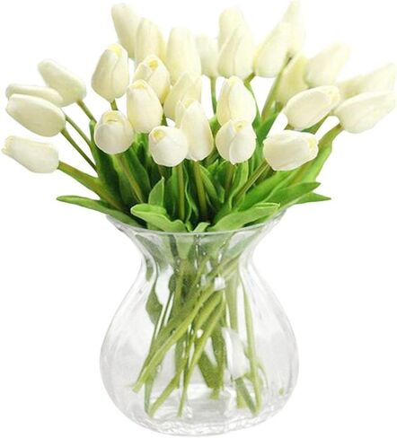30 Pcs Artificial Tulip Flowers Real Touch Tulips Fake PU Tulip Flower Bouquet for Home Wedding Party Office Decor (Black) in Kuwait