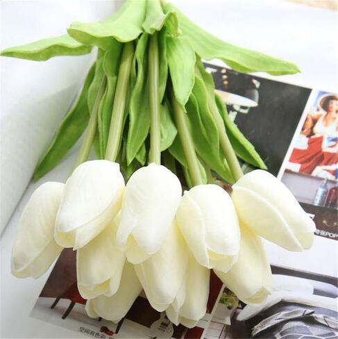30 Pcs Artificial Tulip Flowers Real Touch Tulips Fake PU Tulip Flower Bouquet for Home Wedding Party Office Decor (Black) in Kuwait