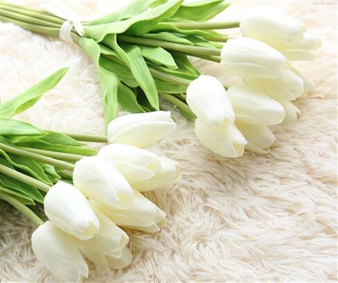 30 Pcs Artificial Tulip Flowers Real Touch Tulips Fake PU Tulip Flower Bouquet for Home Wedding Party Office Decor (Black) in Kuwait