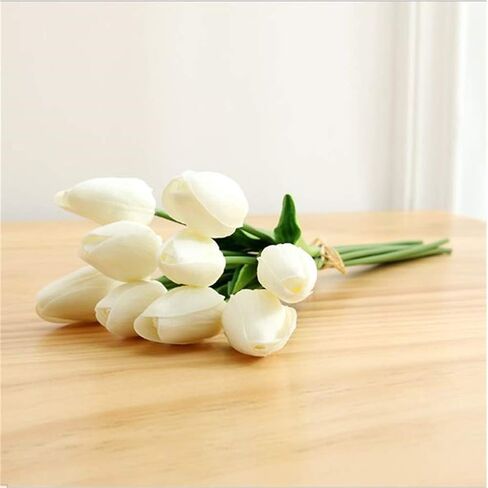 30 Pcs Artificial Tulip Flowers Real Touch Tulips Fake PU Tulip Flower Bouquet for Home Wedding Party Office Decor (Black) in Kuwait