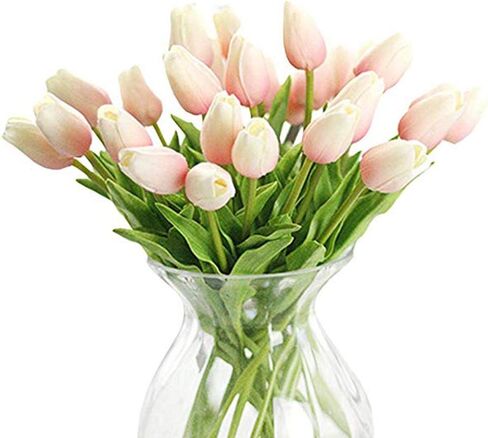 30 Pcs Artificial Tulip Flowers Real Touch Tulips Fake PU Tulip Flower Bouquet for Home Wedding Party Office Decor (Black) in Kuwait
