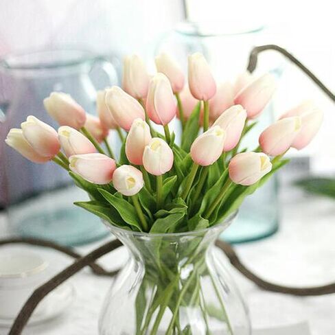 30 Pcs Artificial Tulip Flowers Real Touch Tulips Fake PU Tulip Flower Bouquet for Home Wedding Party Office Decor (Black) in Kuwait