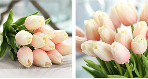 30 Pcs Artificial Tulip Flowers Real Touch Tulips Fake PU Tulip Flower Bouquet for Home Wedding Party Office Decor (Black) in Kuwait