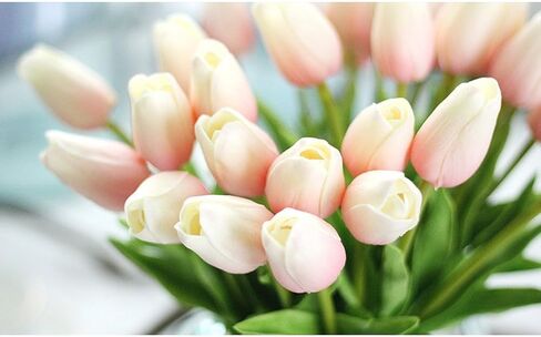 30 Pcs Artificial Tulip Flowers Real Touch Tulips Fake PU Tulip Flower Bouquet for Home Wedding Party Office Decor (Black) in Kuwait
