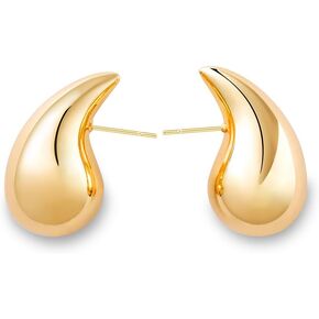 Ascona 25/32/47mm Chunky Gold Hoop Earrings for Women | Lightweight Tear Drop Earrings | Gold Drop Earrings for Women in Kuwait