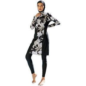 IKADEX Modest Women Muslim Swimwear Full Coverage Long Sleeve Swimsuit Hijab 3pcs Burkini Islamic Bathing Suit in Kuwait