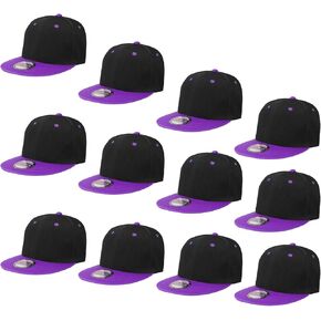 Falari Wholesale 12 Pack Snapback Hat Cap Hip Hop Style Flat Bill Blank Solid Color Adjustable Size