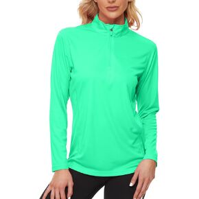 KINGFEN Women's UPF50+ Long Sleeve UV Sun Protection Shirts 1/4 Zip Quick Dry Rash Guard Workout T-Shirt Hiking Fishing in Kuwait